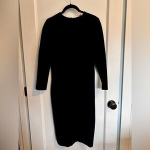 Vince Black Long Sleeve Midi Sheath Dress